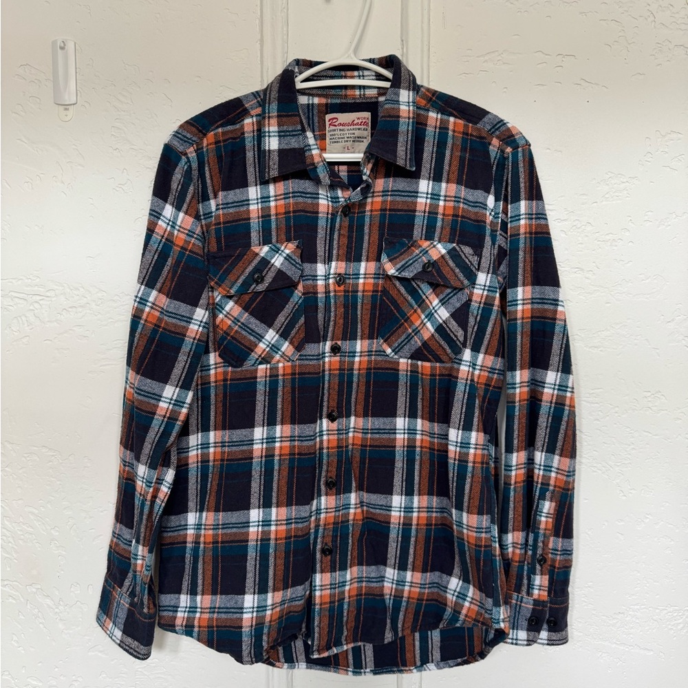 Plaid Shirt - Black, Orange, White